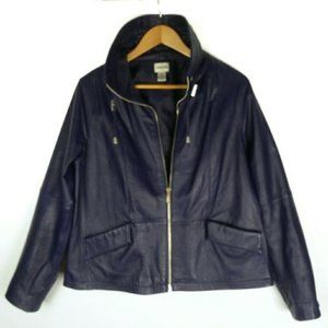 Chicos Blue Genuine leather jacket Boxy M